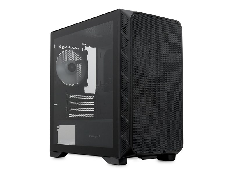 Корпус без блока питания/ Case HSPD M321, Mesh Mini-tower, Black, slide TG, 0.45 SPCC, 2x140mm ARGB (M11-140)+1x120mm ARGB (M11-120) mATX, mITX 160/340/184mm 2x2.5", 2x3.5", 4xPCI 2xUSB-A 3.0, 1xUSB-A 1.0 390x200x385mm