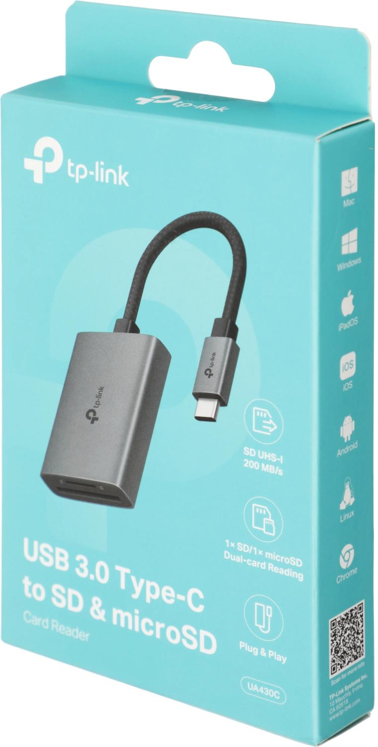 Устройство чтения карт памяти USB Type-C TP-Link UA430C серый