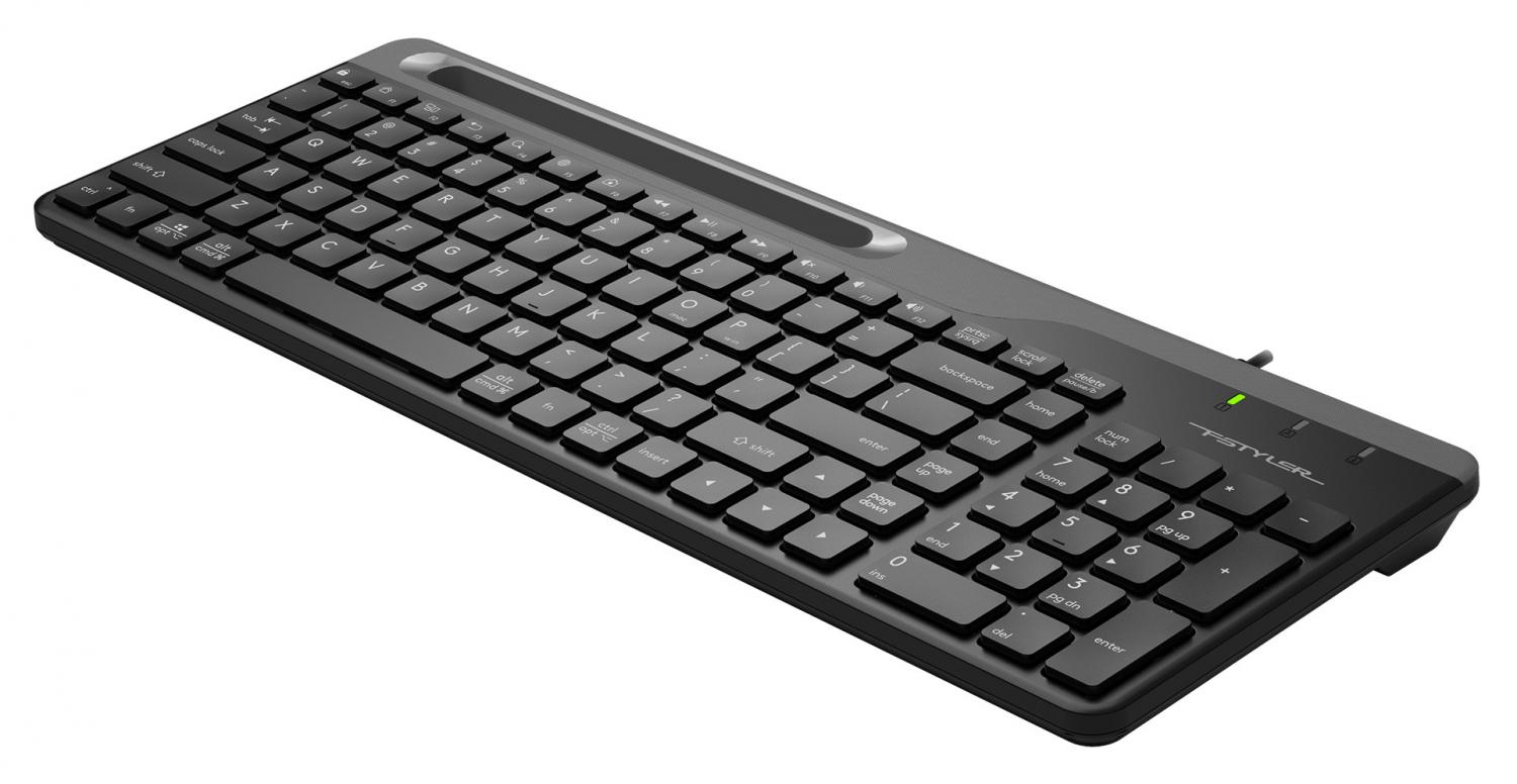 Клавиатура A4Tech FK25 черный/серый USB slim (FK25 BLACK) кабель 1.5м