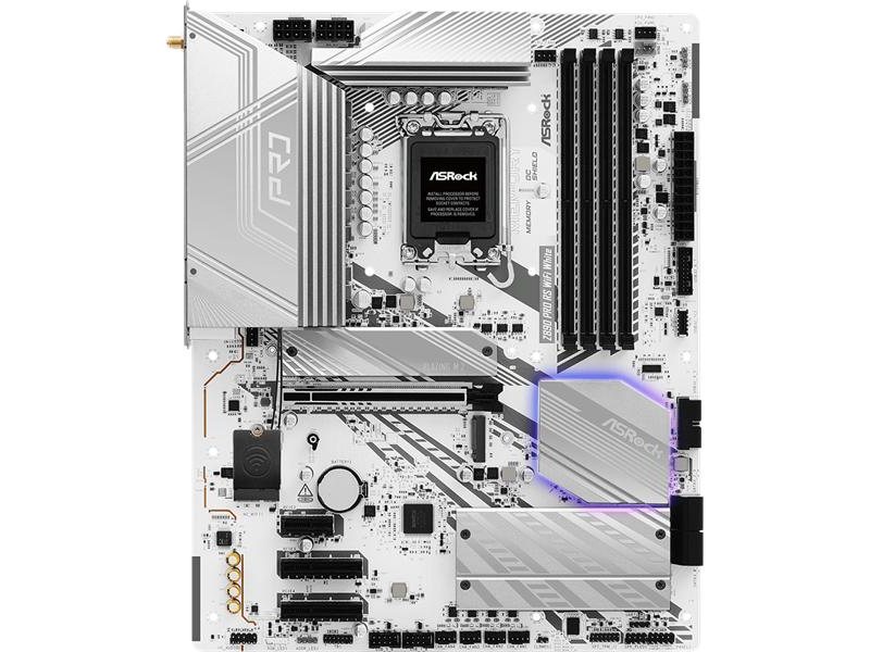 Материнская плата ASROCK Z890 PRO RS WIFI WHITE, LGA1851, Z890, 4*DDR5, 4*SATA, 4*M.2, 3*USB 3.2, 4*USB 2.0, 2*Type-C, 1*PCIx16, 2*PCIx4, 1*M.2 (Key E), HDMI+DP, ATX