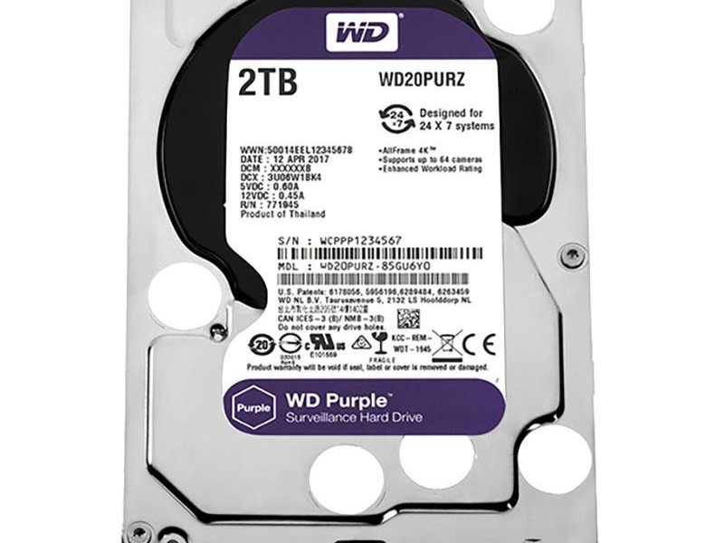 Жесткий диск Western Digital HDD SATA-III 2Tb Purple WD22PURZ, IntelliPower, 256MB buffer (DV&NVR), 1 year