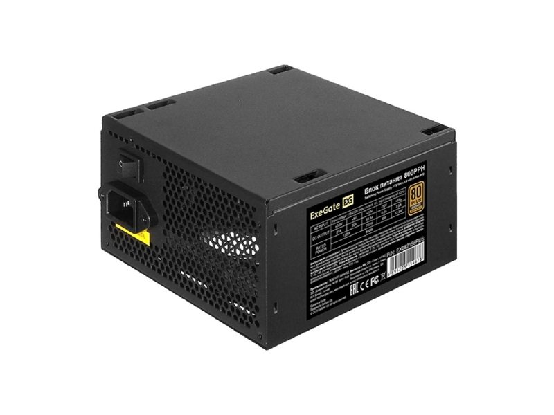 Exegate EX282156RUS-OEM Блок питания 800W ExeGate 80 PLUS® Bronze 800PPH-OEM (ATX, APFC, КПД 89% (80 PLUS Bronze), 12cm fan, 20+4pin, 2x(4+4)pin, 4xPCI-E, 8xSATA, 4xIDE, black, RTL)