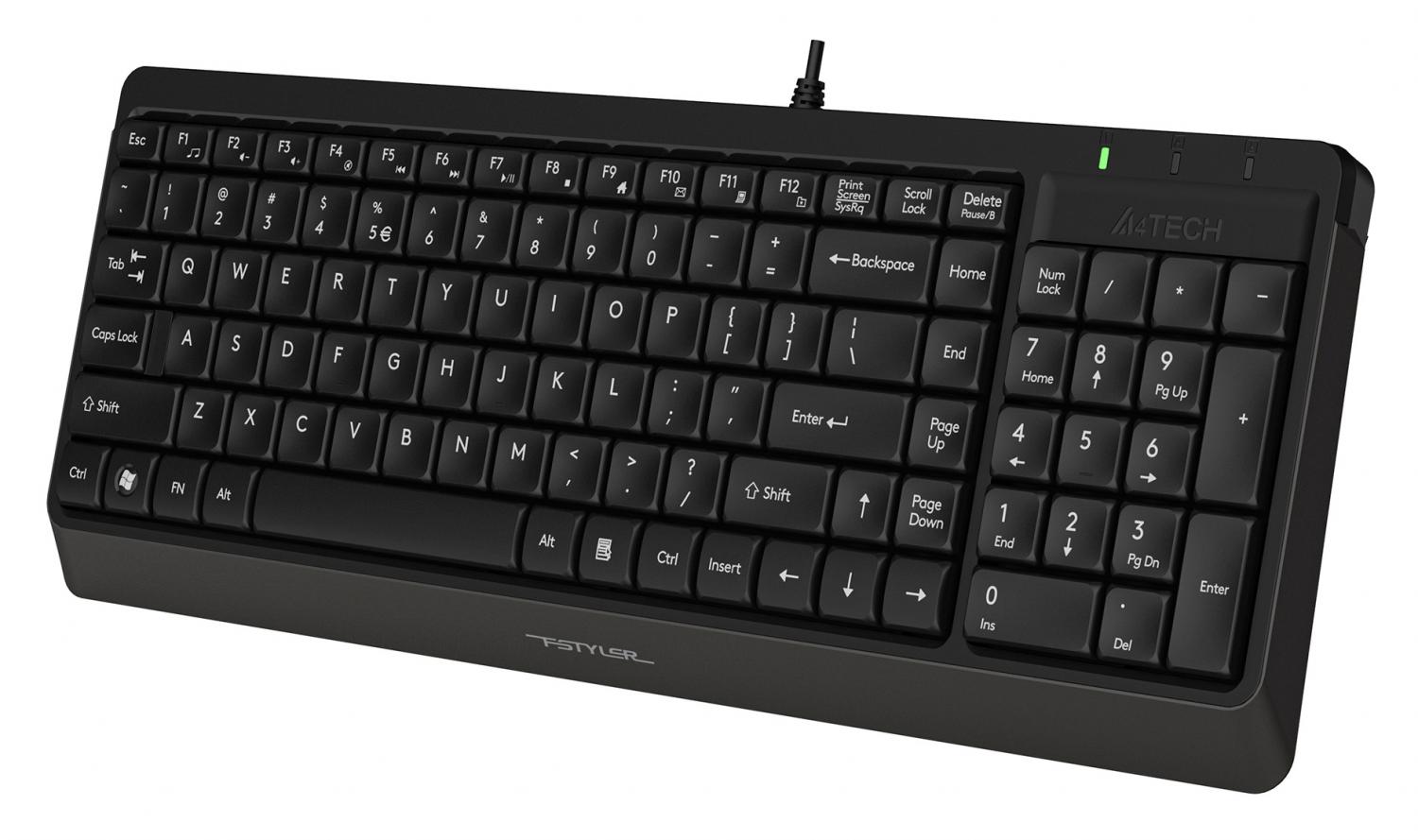 Клавиатура + мышь A4Tech Fstyler F1512 клав:черный мышь:черный USB (F1512 BLACK)