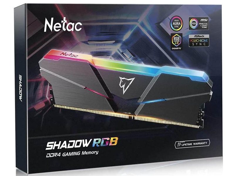 Оперативная память Netac Shadow RGB 32GB (2x16GB) DDR4-3200 (PC4-25600) C16 16-20-20-40 1.35V XMP Dual DIMM Kit Grey