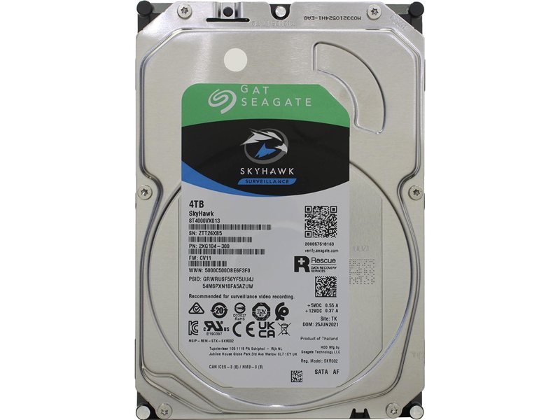 Жесткий диск/ HDD Seagate SATA3 4Tb 5400 Skyhawk Surveillance 256Mb 1 year warranty  (replacement ST4000VX016, ST4000VX005)