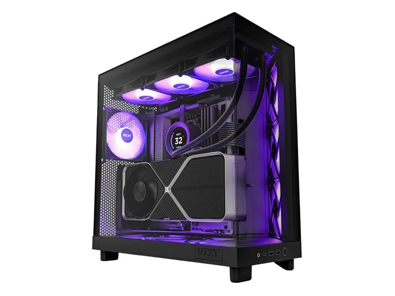 Корпус без блока питания/ Case NZXT H6 Flow RGB (2023), Midi-Tower, TG, 3x120mm RGB, 2xUSB-A 3.2 + 1xUSB-C 3.2, ATX, mATX, mITX Black