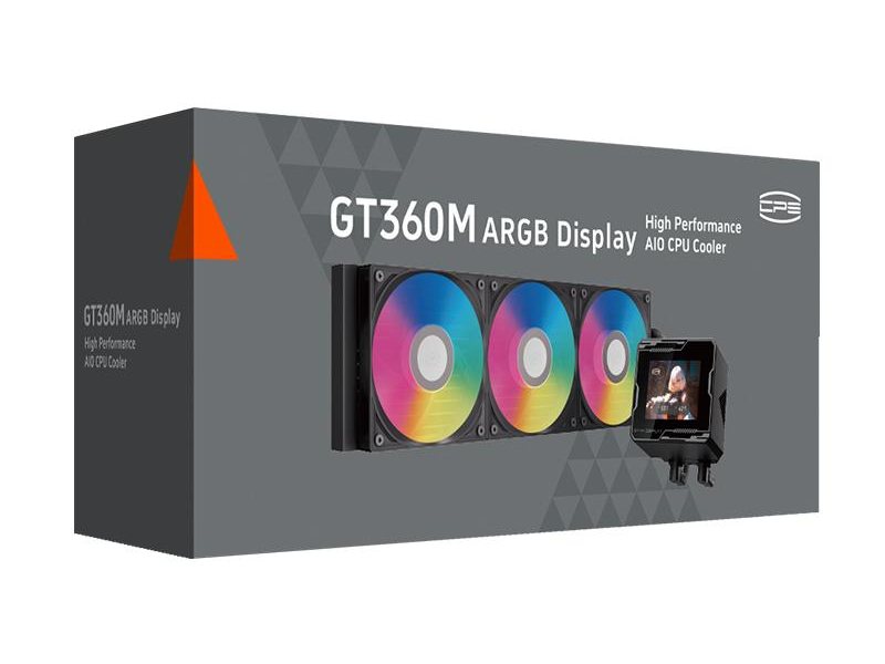 Система охлаждения/ Water Cooling System PCCooler GT360M ARGB Display BK (300W, 360mm, LED temp., Black, ARGB/ Fans: 3x120mm, 75.8CFM, 33.7dBA, 2200RPM/ Pump height 85mm, 15dBA, 2600RPM, Rad thickness 27mm/ S: 1851, 1700, 1200, 115X, AM5, AM4)