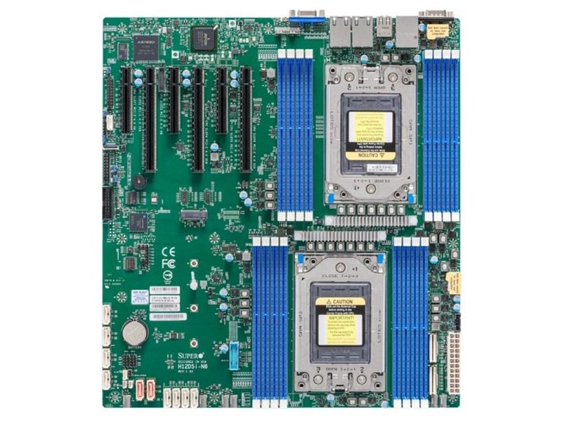 Supermicro MBD-H12DSI-N6-B Материнская плата Dual AMD EPYC™ 7003/7002 Series Processors, 4TB Registered ECC DDR4 3200MHz SDRAM in 16 DIMMs, 10 SATA3, 2 SATADOM, 4 NVMe {10}