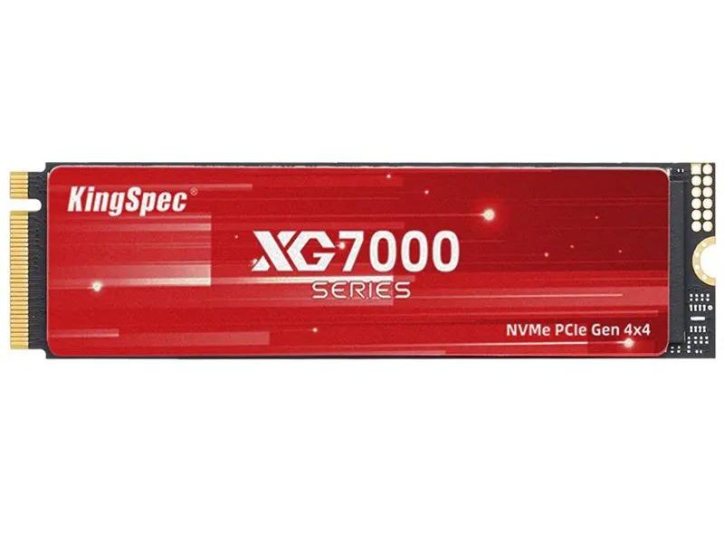 Твердотельный накопитель/ Kingspec SSD XG7000 2280, 1024GB, M.2(22x80mm), NVMe, PCIe 4.0 x4, 3D NAND, R/W 7400/6600MB/s, IOPs 710 000/610 000, TBW 600, DWPD 0.89, with Heat Sink (3 года)