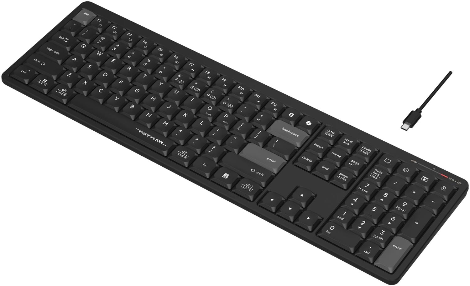 Клавиатура A4Tech FBX55C черный USB беспроводная BT/Radio slim Multimedia