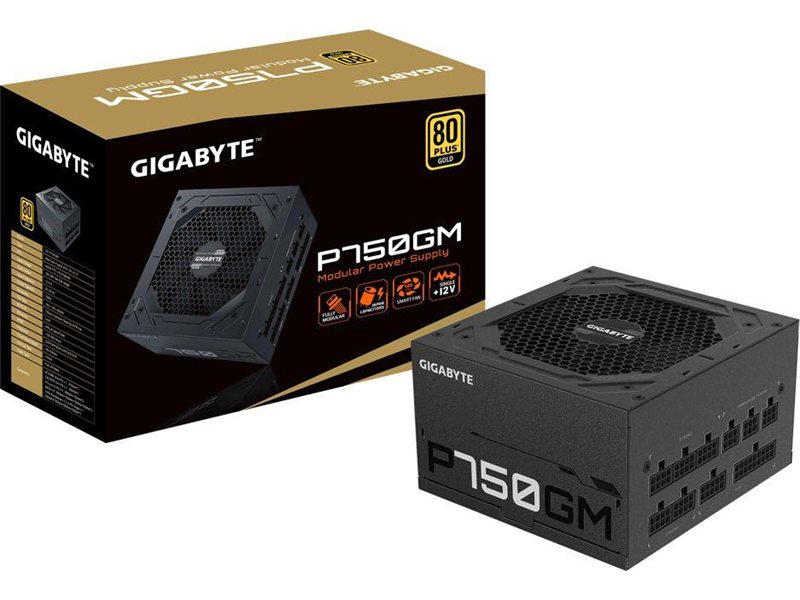Блок питания Gigabyte ATX 750W GP-P750GM 80+ gold (20+4pin) APFC 120mm fan 8xSATA Cab Manag RTL