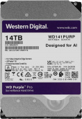 Жесткий диск Western Digital Purple Pro HDD 3.5" SATA 14Tb, 7200 rpm, 512MB buffer (DV&NVR + AI), WD141PURP, 1 year