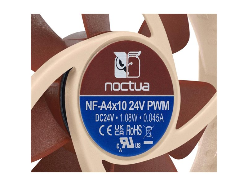 Кулер для корпуса/ Case Cooler Noctua NF-A4x10 24V PWM (40x40x10mm, 4-pin PWM, 19.6dBA, 5000RPM, Beige/Brown)