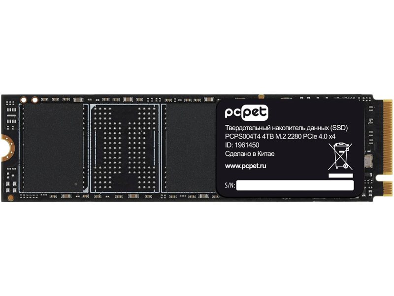 Накопитель SSD PC Pet PCIe 4.0 x4 4TB PCPS004T4 M.2 2280 OEM