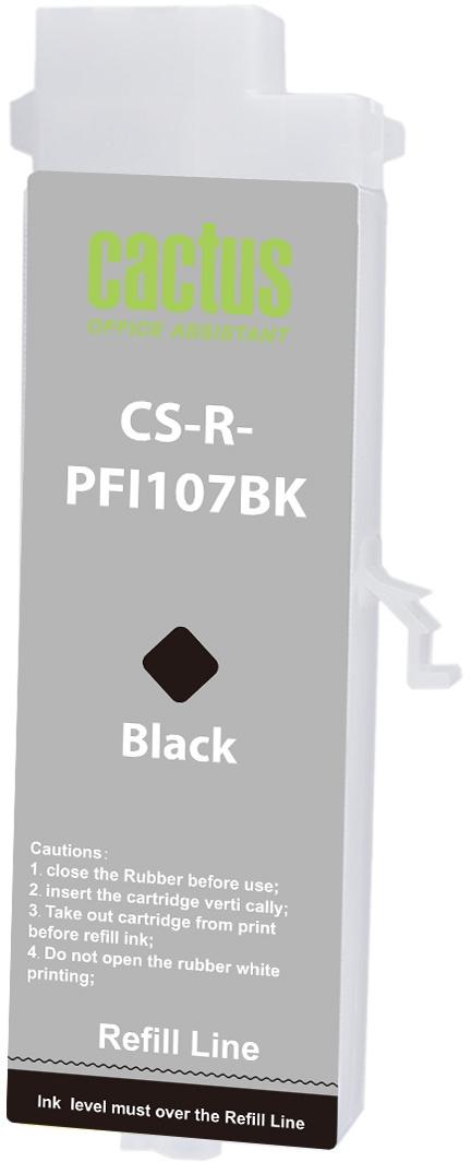 Картридж перезаправляемый струйный Cactus CS-R-PFI107BK черный (260мл) для Canon imageProGRAF iPF670/680/685/770/780/785 без чипа