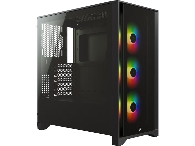 Корпус без блока питания/ Case Corsair iCUE 4000X RGB, Midi-Tower, TG, 3x120mm RGB, 1xUSB-A 3.2, 1xUSB 3.2 Type-C, E-ATX, ATX, mATX, mITX Black