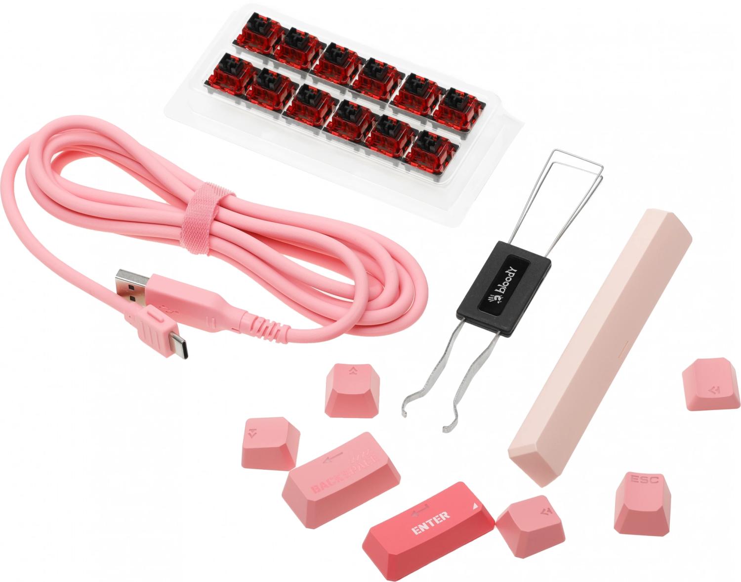 Клавиатура A4Tech S87 Energy механическая розовый USB for gamer LED (S87 USB ENERGY PINK) кабель 1.8м