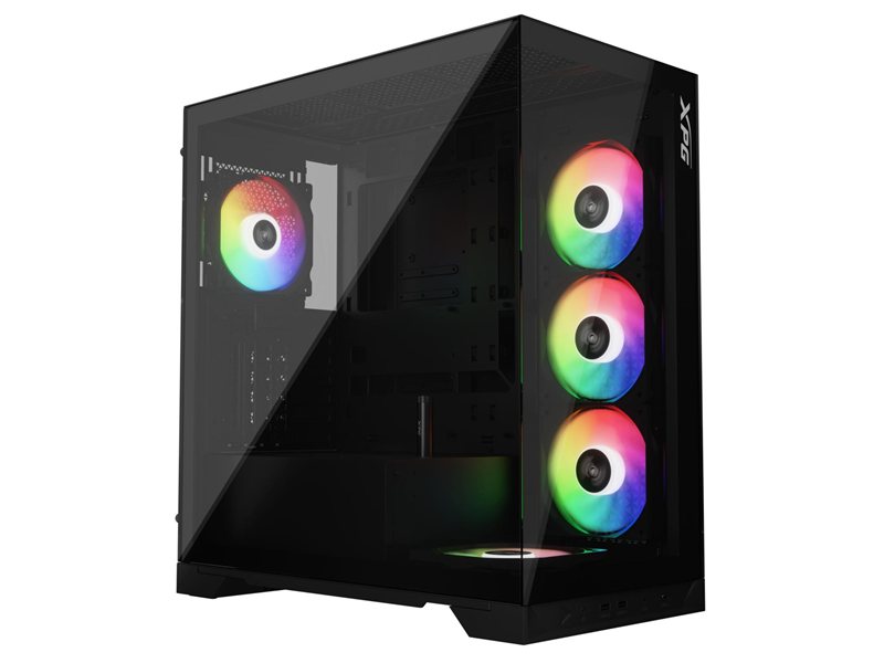 Корпус XPG INVADER X BLACK (INVADERXMT-BKCWW) Mid-Tower Gaming ATX PC Case with Panoramic View, Tempered Glass Panels, and RGB Lighting Black