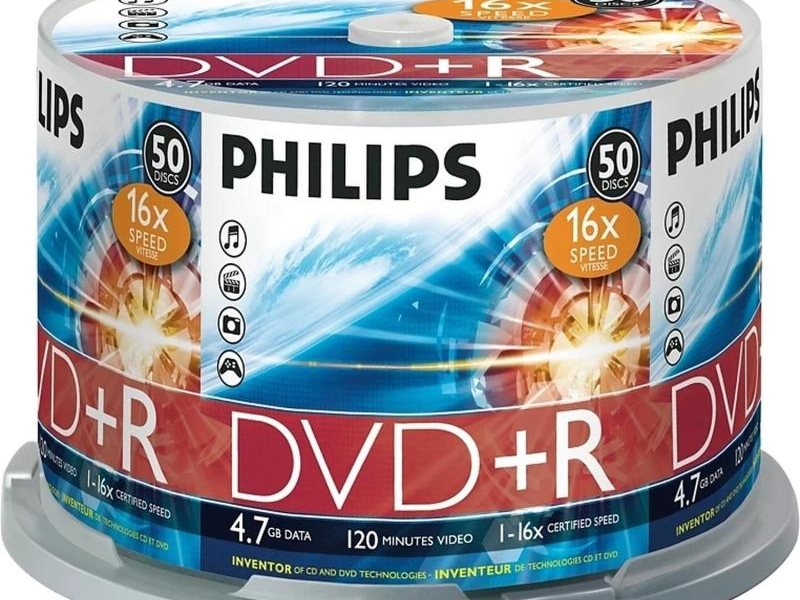 Диск DVD+R Philips 4.7 Gb, 16x, Cake Box (50)