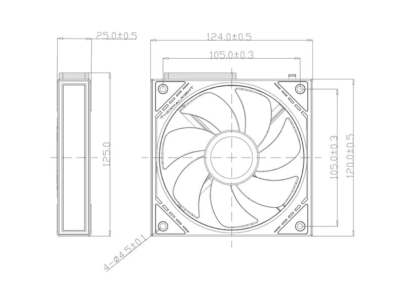 Кулер для корпуса/ Case Cooler Thermalright TL-M12QR Reverse (124x120x25mm, 4-pin PWM, ARGB, 47.6CFM, 23.2dBA, 1500RPM, Black)