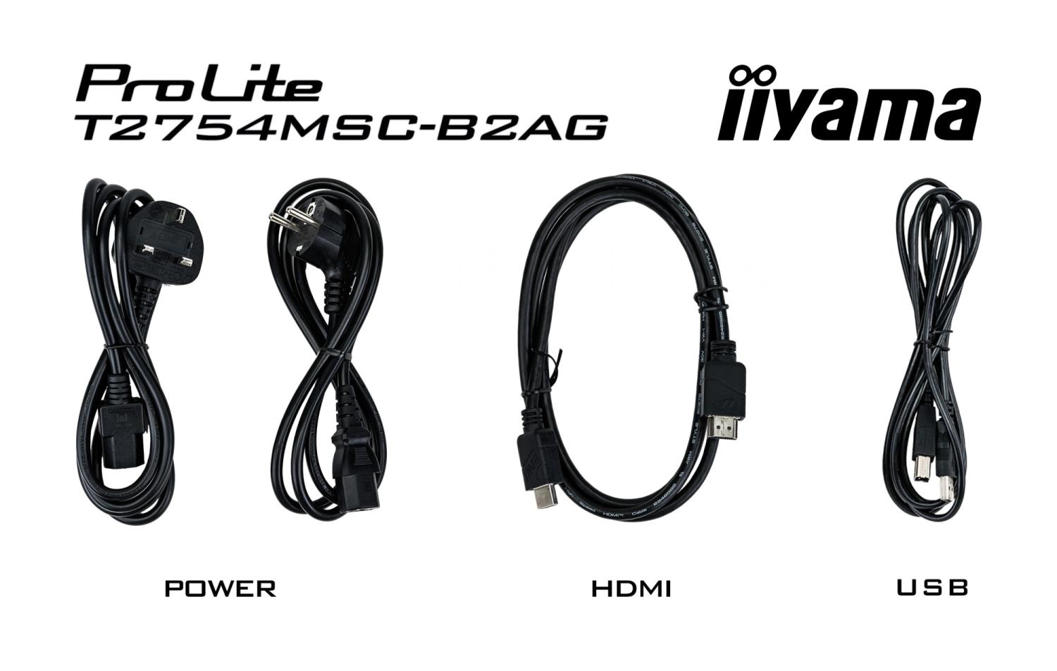 Монитор Iiyama 27" ProLite T2754MSC-B2AG черный IPS LED 16:9 HDMI M/M глянцевая HAS 300cd 178гр/178гр 1920x1080 75Hz VGA FHD USB Touch 6.6кг