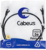 Патч-корд Cabeus PC-UTP-RJ45-CAT.5E-1M-BK-LSZH U/UTP RJ-45 вил.-вилка RJ-45 кат.5E 1м черный LSZH