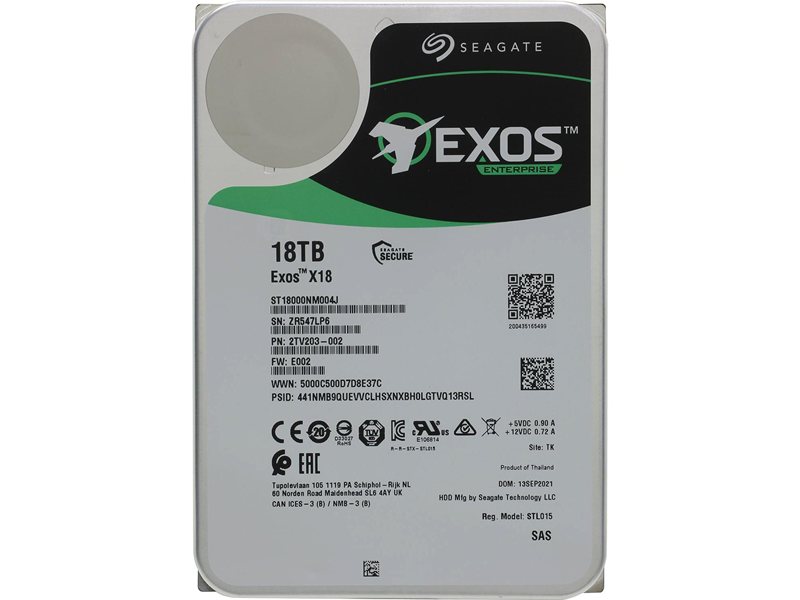 Жесткий диск/ HDD Seagate SAS 18Tb Exos X18 12Gb/s 7200 256Mb OFFICIAL RECERTIFIED 1 year warranty (replacement MG09SCA18TE, WUH721818AL5204)