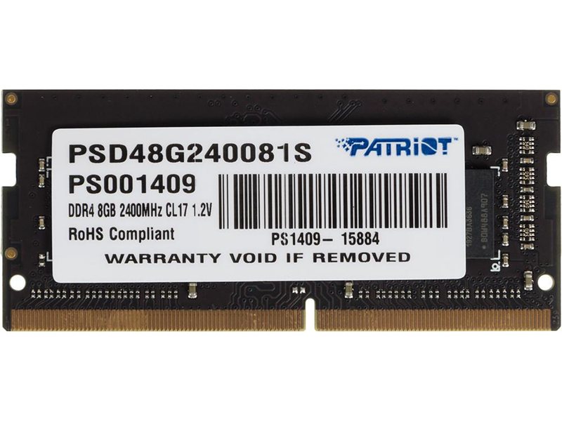 Память DDR4 8Gb 2400MHz Patriot PSD48G240081S RTL PC4-19200 CL17 SO-DIMM 260-pin 1.2В single rank Ret