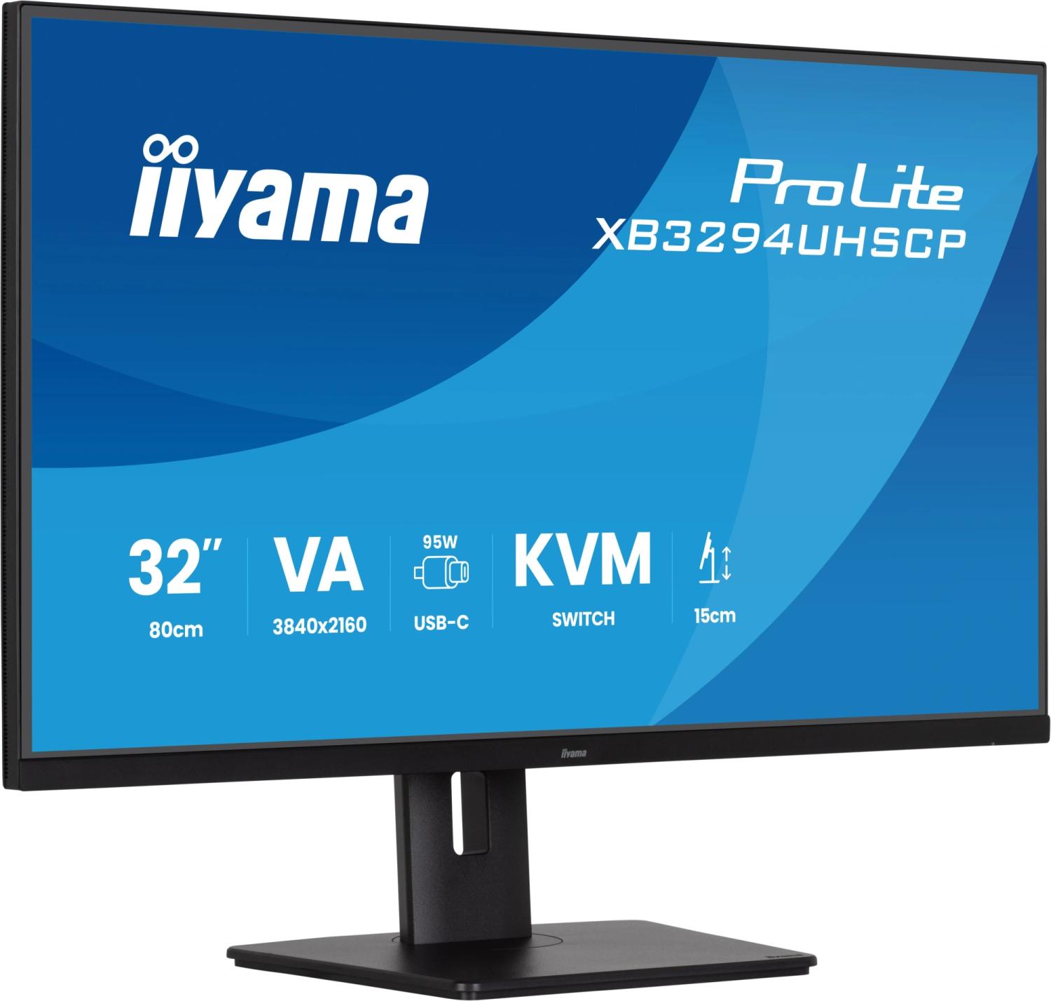 Монитор Iiyama 32" ProLite XB3294UHSCP-B1 черный VA LED 2ms 21:9 HDMI M/M матовая HAS 400cd 178гр/178гр 3440x2160 75Hz DP 4K USB 9.7кг
