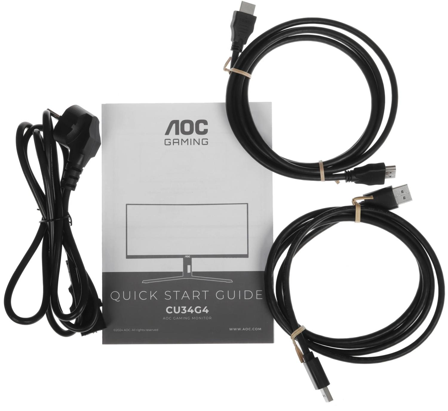 Монитор AOC 34" Gaming CU34G4 черный VA LED 21:9 HDMI матовая HAS Piv 300cd 178гр/178гр 3440x1440 180Hz FreeSync Premium DP UW 8.08кг