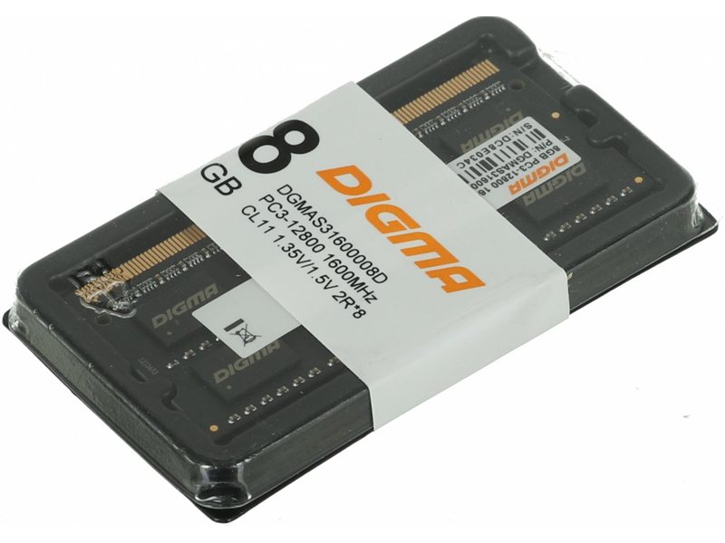 Память DDR3 8GB 1600MHz Digma DGMAS31600008D RTL PC3-12800 CL11 SO-DIMM 204-pin 1.35В dual rank Ret