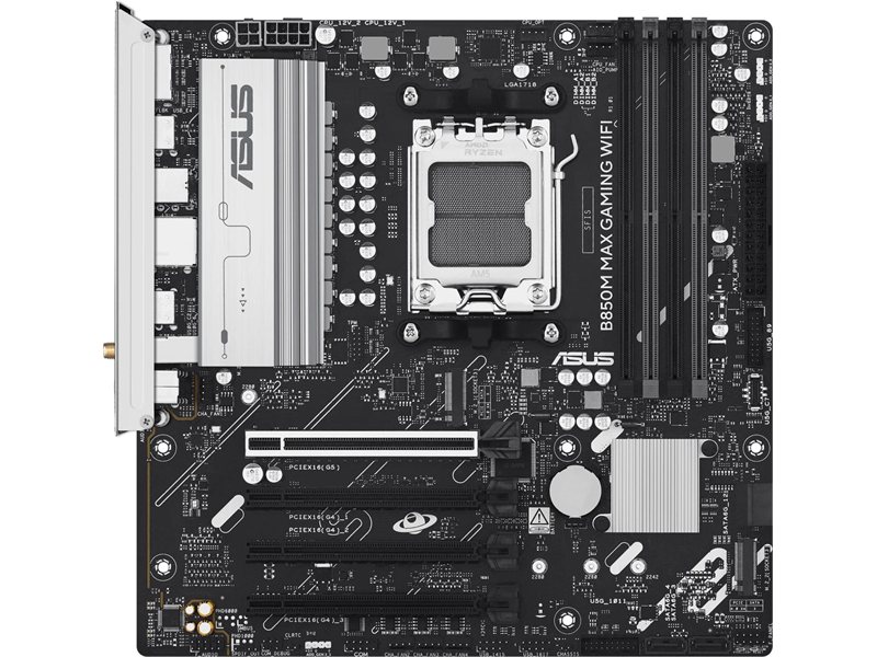 Материнская плата ASUS B850M MAX GAMING WIFI, AM5, B850, 4*DDR5, 4*SATA, 3*M.2, 5*USB 3.2, 2*USB 2.0, Type-C, 5*PCIx16, DP+HDMI, mATX; 90MB1LL0-M0EAY0