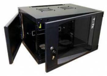 Шкаф коммутационный Lanmaster Next (TWT-CBWNG-6U-6X4-BK) настенный 6U 550x450мм пер.дв.стекл 60кг черный 13кг 329мм