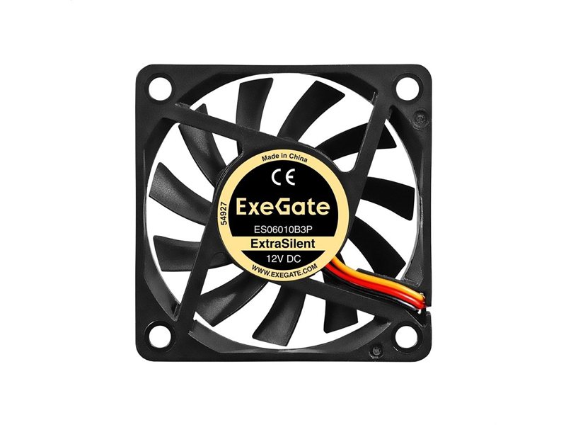 Exegate EX297026RUS Вентилятор 12В DC ExeGate ExtraSilent ES06010B3P (60x60x10 мм, 2-Ball (двойной шарикоподшипник), 3pin, 2000RPM, 16dBA)