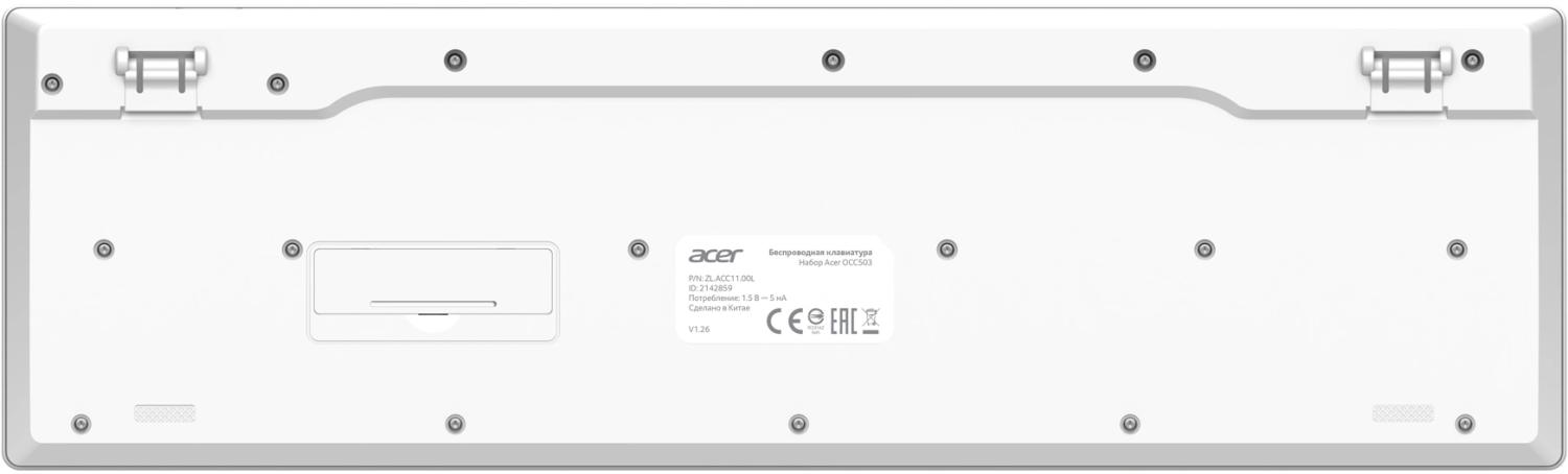 Клавиатура + мышь Acer OCC503 клав:белый мышь:белый USB беспроводная slim Multimedia (ZL.ACC11.00L)