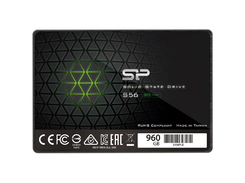 Silicon Power SSD 960GB 2.5" Slim S56 <SP960GBSS3S56A25> (SATA3, up to 500/450MBs, 3D NAND, 500TBW, 7mm)