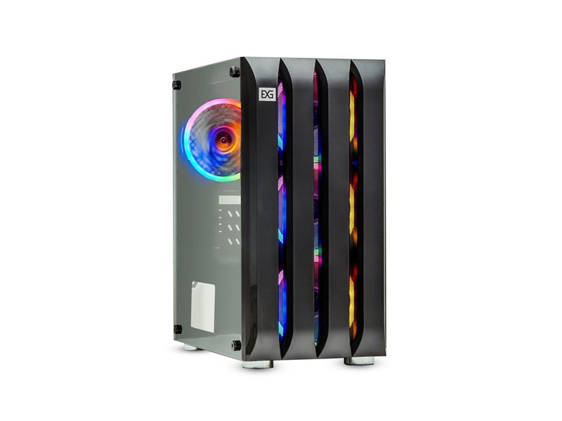 Корпус EXEGATE MINITOWER mATX W/PSU 2xUSB+USB30 аудио черный 4x120mm Fan с RGB подсветкой боковая панель - закаленное стекло Mistery R3 EX294383RUS