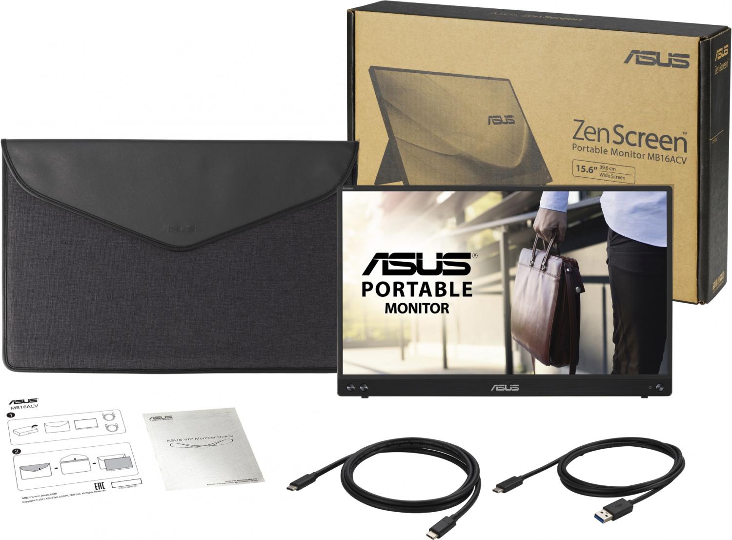 Монитор Asus 15.6" ZenScreen MB16ACV темно-серый IPS LED 16:9 глянцевая 250cd 178гр/178гр 1920x1080 60Hz FHD USB 0.83кг