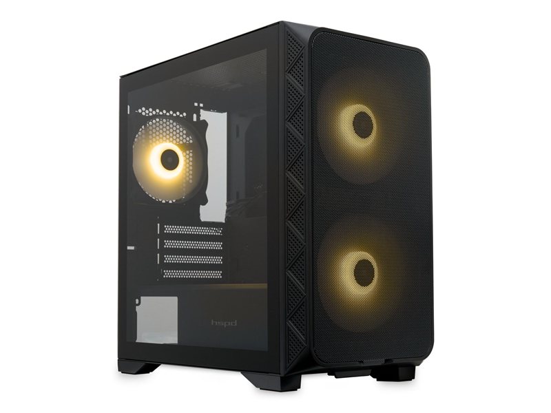 Корпус без блока питания/ Case HSPD M321, Mesh Mini-tower, Black, slide TG, 0.45 SPCC, 2x140mm ARGB (M11-140)+1x120mm ARGB (M11-120) mATX, mITX 160/340/184mm 2x2.5", 2x3.5", 4xPCI 2xUSB-A 3.0, 1xUSB-A 1.0 390x200x385mm