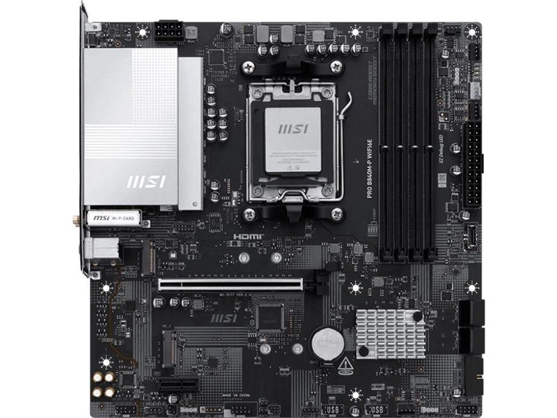 Материнская плата MSI PRO B840M-P WIFI6E SocketAM5 AMD B840 4xDDR5 ATX AC`97 8ch(7.1) 2.5Gg RAID+HDMI