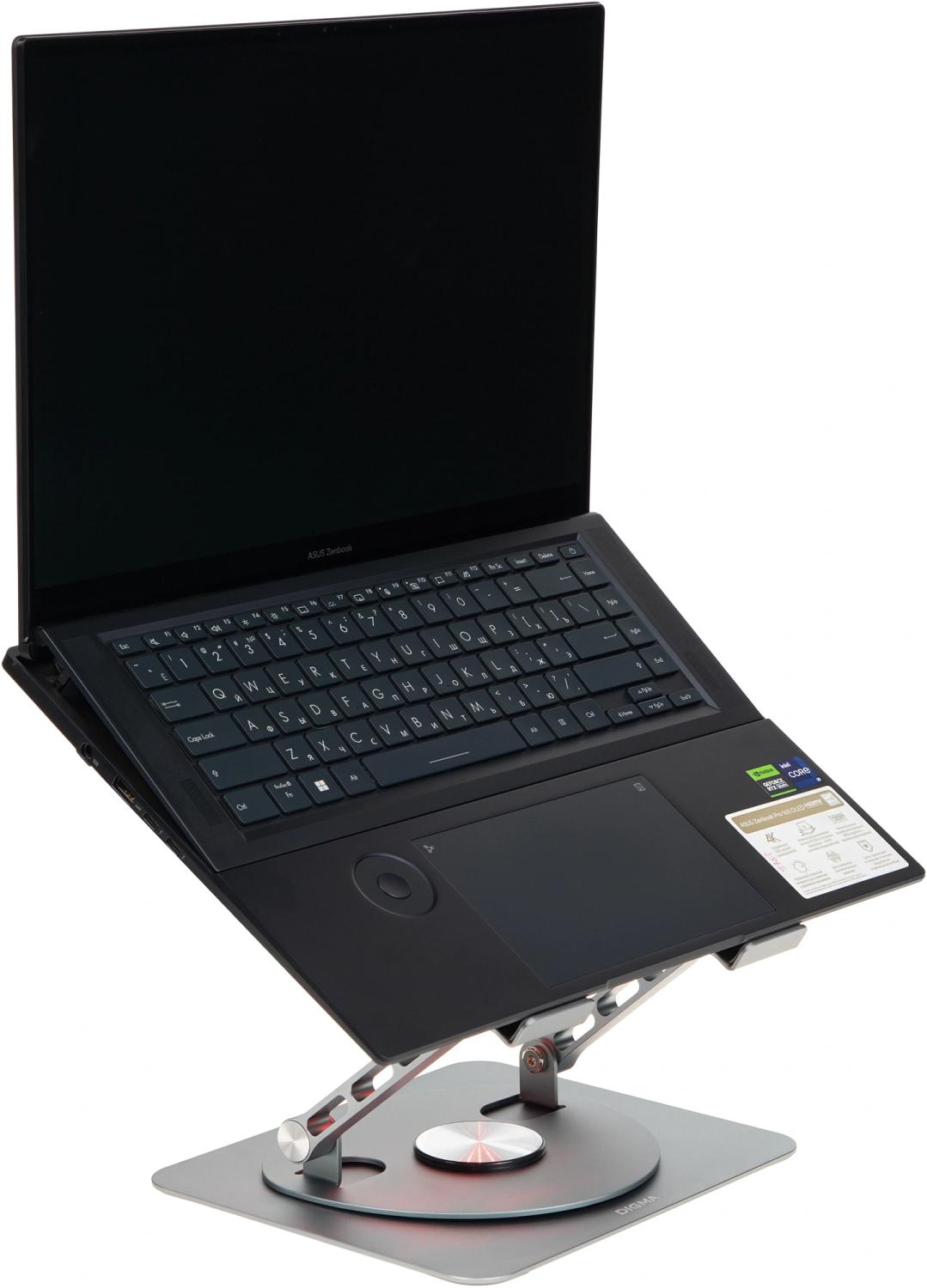 Подставка для ноутбука Digma D-NCP170-1xRGB110-360 17" 240x230x50мм 28дБ 2xUSB 1x 110ммFAN 940г Fan-control алюминий серый