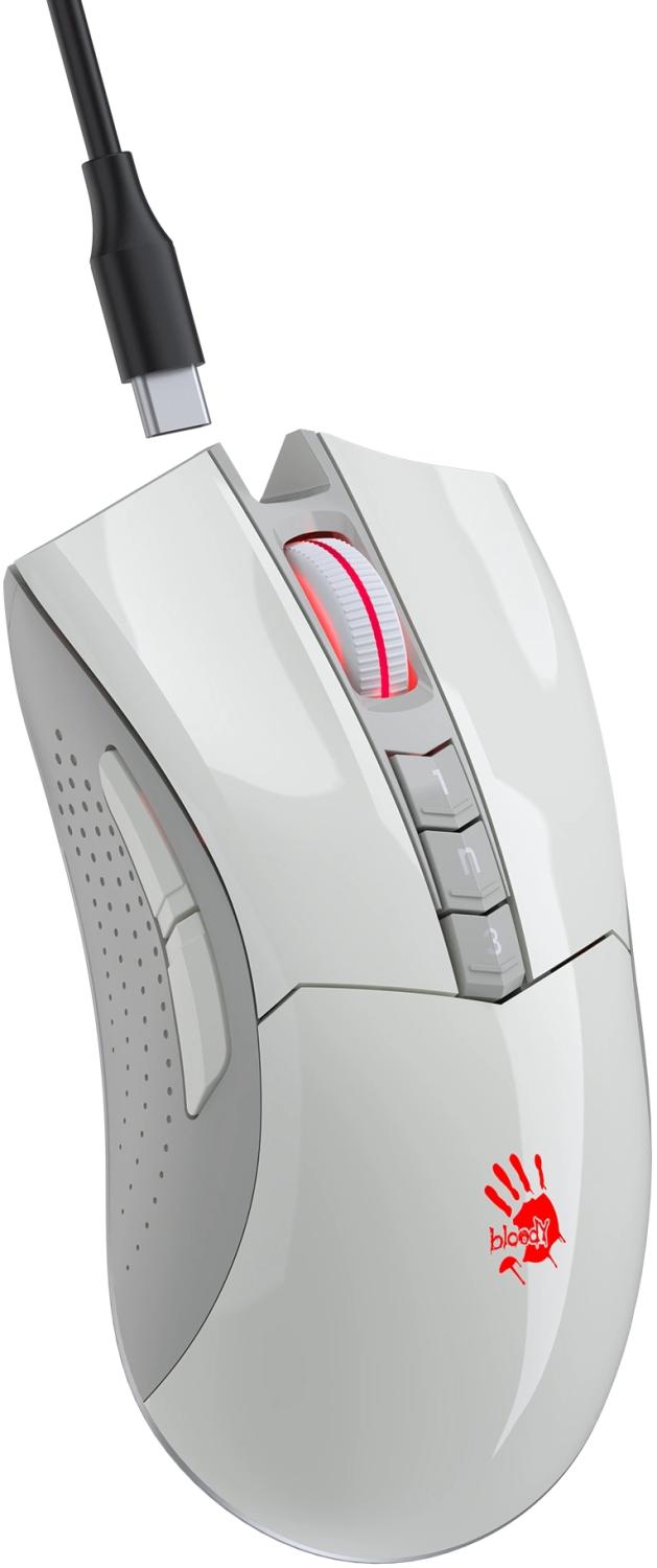 Мышь A4Tech Bloody R90 Plus белый оптическая 5000dpi беспров. USB 7but (R90 PLUS GREUISH WHITE)