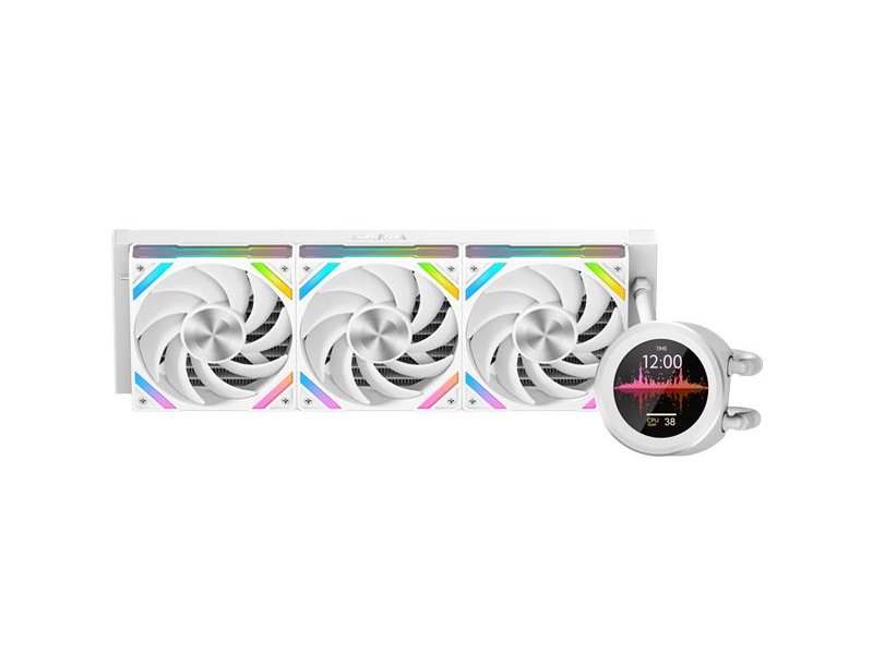 Водяное охлаждение для процессора/ Water Cooling System SAMA Q60 White (360mm, LED temp., White, ARGB/ Fans: 3x120mm, 86CFM, 30dBA, 2600RPM/ Pump height 64mm, 30dBA, 2800RPM, Rad thickness 27mm/ S: 1851, 1700, 1200, 20XX, 115X, AM5, AM4)
