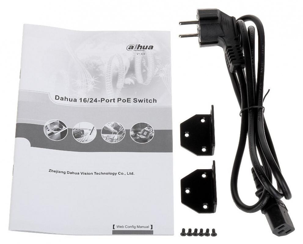 Коммутатор Dahua DH-PFS4226-24ET-360 (L2) 24x100Мбит/с 2x1Гбит/с 2xКомбо(1000BASE-T/SFP) 22PoE+ 2PoE++ 360W управляемый