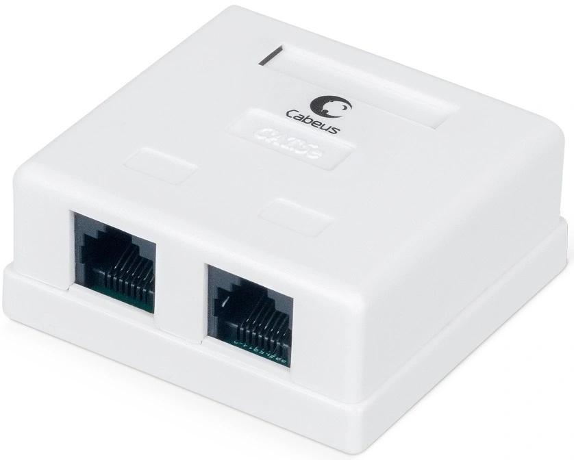 Розетка Cabeus WS-8P8C-CAT.5E-2 комп. RJ45 кат.5E бел.