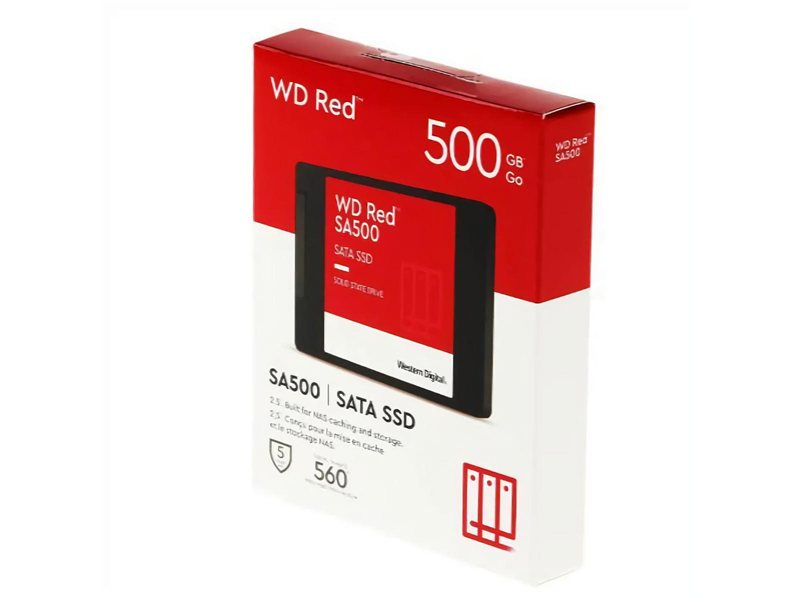 Твердотельный накопитель SSD WD Red SA500 WDS500G1R0A 500GB 2.5" Client SATA 6Gb/s, 560/530, IOPS 95/85K, MTBF 2M, 3D TLC, 350TBW, NAS, Retail (872346)