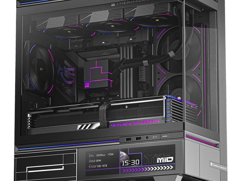 Корпус без блока питания/ Case Thermalright M10 Vision FAN4-C, Mini-Tower, TG, LCD, 4x120mm ARGB, 2xUSB-A 3.0, 1xUSB Type-C, mATX, mITX Black