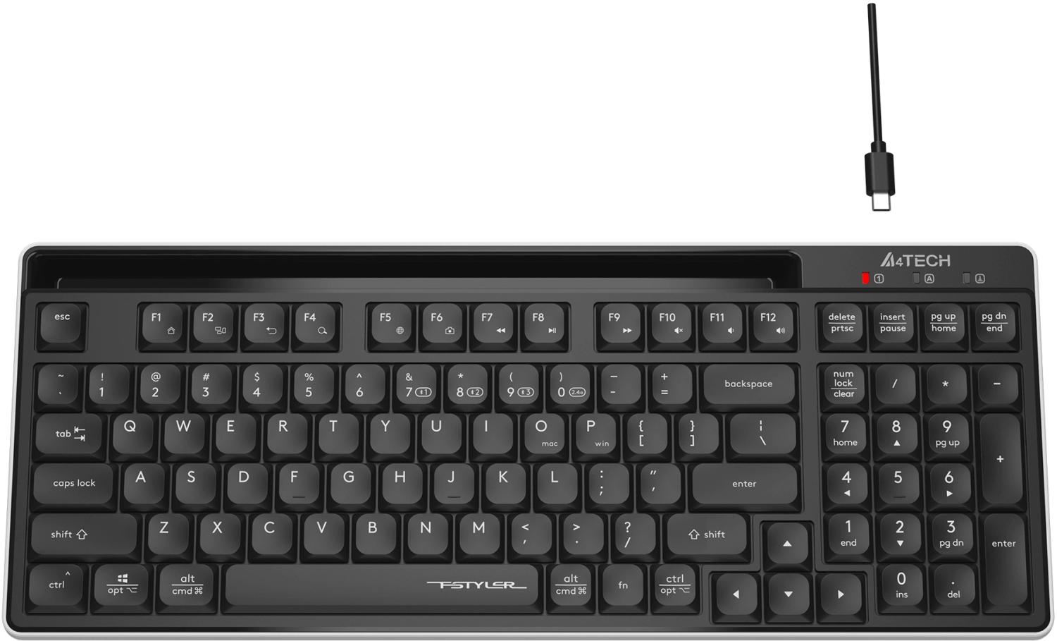 Клавиатура A4Tech FBX70C черный USB беспроводная BT/Radio slim