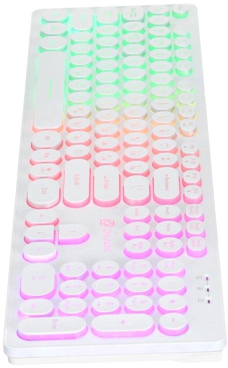 Клавиатура Оклик 420MRL белый USB slim Multimedia LED (1091227) кабель 1.5м