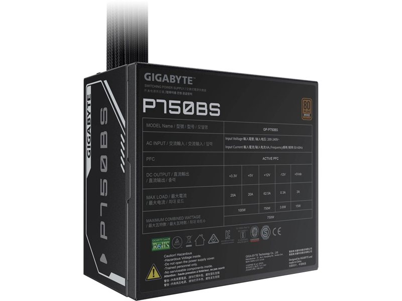 Блок питания Gigabyte ATX 750W GP-P750BS 80+ bronze (20+4pin) APFC 120mm fan 7xSATA RTL